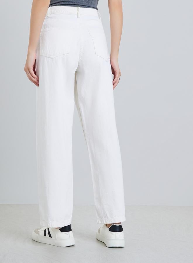 Styli White High Rise Relaxed Fit Jeans - Image 4